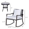 3 Piece Patio Rocking Bistro Set, Outdoor PE Rattan Wicker Rocking Chairs with Cushioned, Pillows, Two-Tier Glass Storage Shelf Coffee Table - 3 of 4