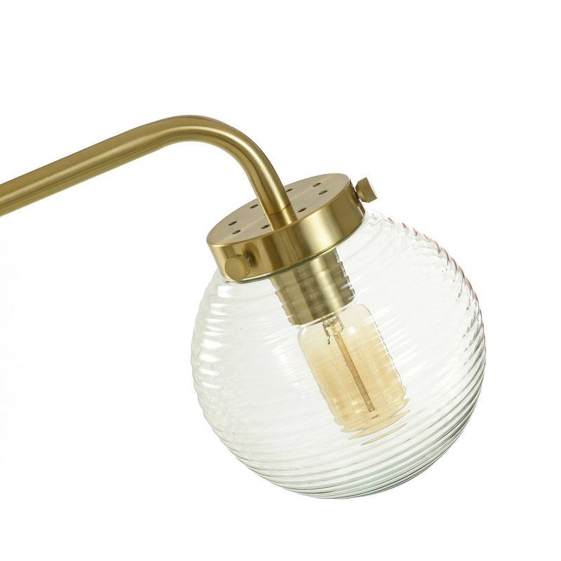 Reagan Contemporary Ribbed Glass Globular Shade Table Lamp Antique Brass - StyleCraft, 5 of 8