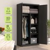 70" Metal Armoire Wardrobe Cabinets with Lock &Hanging Rod &Adjustable Shelves Clothing Storage Cabinet Bedroom Black Wardrobe, 70.8"Hx35.4"Lx17.7"W - 2 of 4