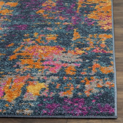 Madison 4' x 6' Blue and Orange Abstract Area Rug