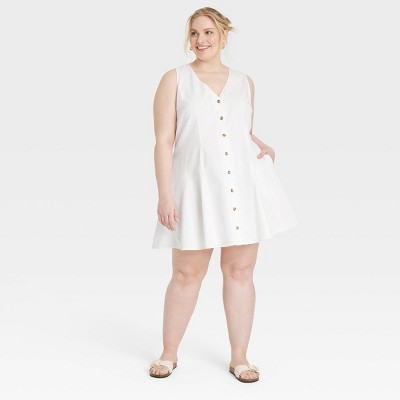 Women's Button-Front Godet Mini A-Line Dress - Universal Thread™