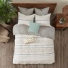 Gulches White Gray Contemporary Boho Stripe Print Tassel Trim Cotton Percale with Polyester Fill Full Queen 3 Piece Comforter Set with Trims Blanket - 4 of 4