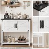 Farmhouse Console Table with 2 Doors & Storage Shelf, Multi-Functional Entryway Table, Buffet Sideboard for Living Room, Kitchen, Hallway - 3 of 4