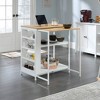 Sauder Counter Height Kitchen Island Baltic Oak Trim White: Modern Laminate Surface, Metal Frame, 5 Shelves - 3 of 4