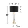 Vienna Full Spectrum Stephan Traditional Table Lamp 30" Tall Clear Crystal Antique Brass Black Drum Shade for Bedroom Living Room Bedside Nightstand - 4 of 4
