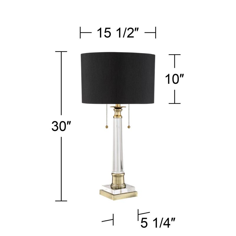 Vienna Full Spectrum Stephan Traditional Table Lamp 30" Tall Clear Crystal Antique Brass Black Drum Shade for Bedroom Living Room Bedside Nightstand, 4 of 8