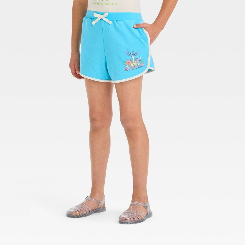 Girls&#39; Disney Stitch 2pc Catching Waves Top and Bottom Set - Turquoise Blue, 4 of 5