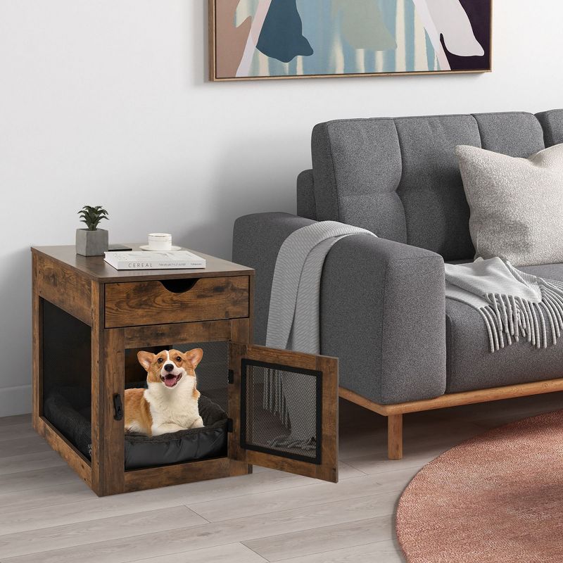 Tangkula Furniture Style Dog Crate Cage End Table w/ Lockable Door Chew-proof Metal Grid, 2 of 11