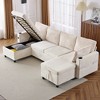 Whisen 113.4" Sectional Sofa, Pull-out Sofa Bed, Versatile Couch with Large Storage Space, Two Cup Holders - 4 of 4