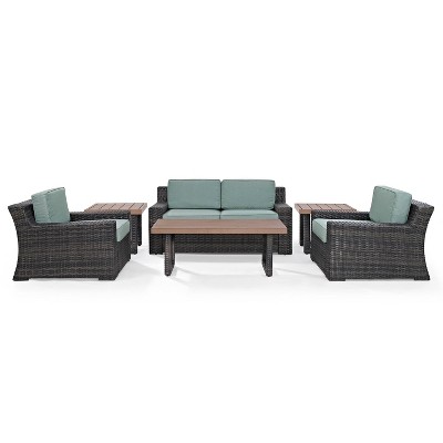 Beaufort 6pc Outdoor Wicker Conversation Set - Mist - Crosley