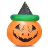 Tangkula Halloween Decoration 4 Ft Blow-up Inflatable Pumpkin With Witch Hat LED Bulbs Yard - 2 of 4