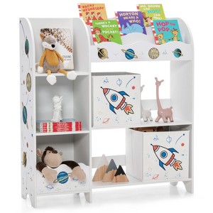 Infans Kids Toy and Book Organizer Children Wooden Storage Cabinet w/ Storage Bins - 1 of 4