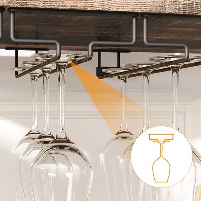 WATARRAN Coffee Bar Cabinet with Wine Rack and Glass Holder, Kitchen Sideboard Buffet Cabinet with Wine Rack Storage