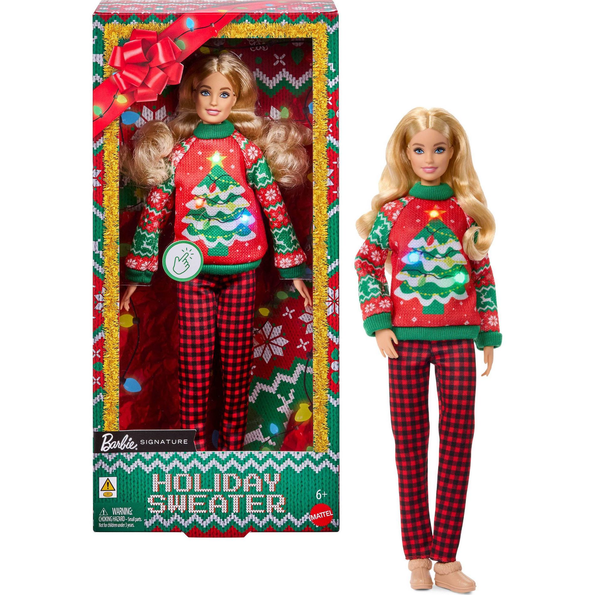 Barbie Holiday Sweater Doll Collectible Ugly Sweater Doll in Themed Knit Sweater