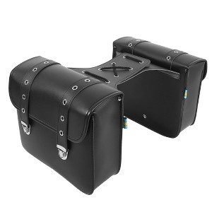 Unique Bargains Motorcycle Saddlebag Side Tool Bags Cycling Bag Waterproof Faux Leather Black 1 Pair - 1 of 4