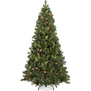 Best Choice Products Pre-Lit Pre-Decorated Holiday Christmas Pine Tree w/ Lights, Base - Green - 1 of 4