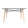 LeisureMod Dover 4Ft Rectangle Glass Top Dining Table with Natural Wood Eiffel Base - image 3 of 4