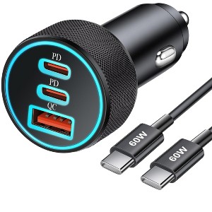 Itopfox 67W 3-Port Fast Car Charger with USB-C & USB-A Ports for iPhone 17/16/15 Pro Max, Samsung Galaxy S25/S24/S23, Android Phones - 1 of 4