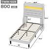 Whizmax Platform Bed Frame - Upholstered Linen Headboard with Storage, Charging Station & LED Lights, Wood Slat Support, No Box Spring - 2 of 4