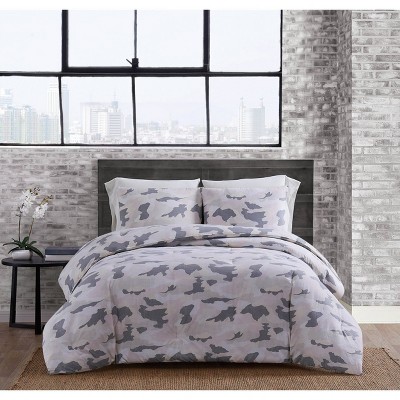 Full/Queen 3pc Garment Washed Camo Duvet Cover Set Blush - Sean John