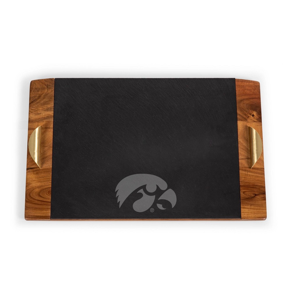 Photos - Serving Pieces NCAA Iowa Hawkeyes Covina Acacia Wood and Slate Black with Gold Accents Se