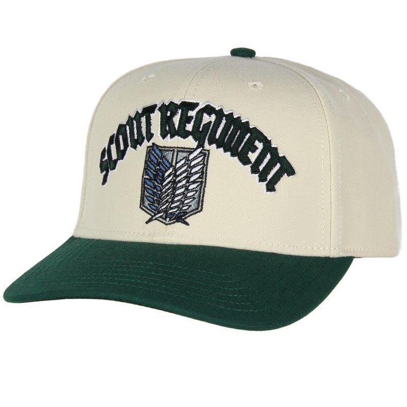 Attack on Titan Adult Scout Regiment Embroidered Snapback Hat for Men and Women Beige, 4 of 8