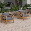 Set of 2 Modern Acacia Wood Club Chairs with Cushions, Accent Arm Chairs for Patio, Balcony, or Sunroom–The Pop Home - 2 of 4