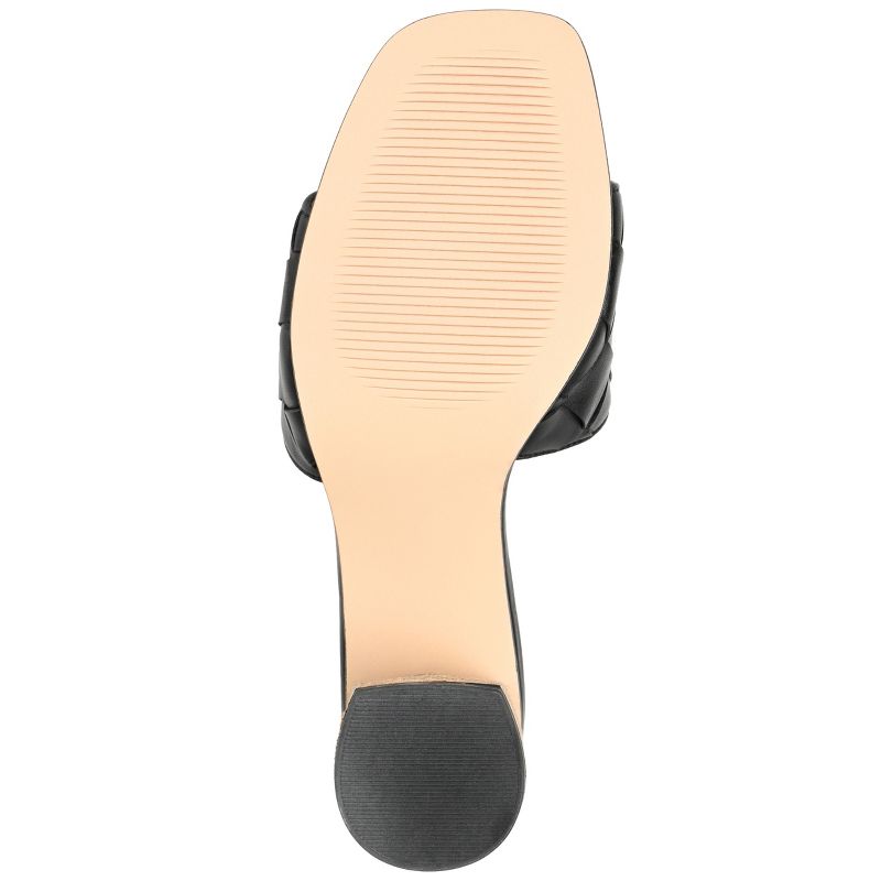 Journee Signature Womens Genuine Leather Kellee Slip On Stacked Heel Open Square Toe Sandals, 6 of 11