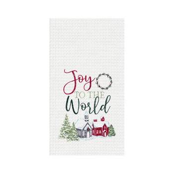 C&F Home 27" x 18" Christmas Holiday "Joy To The World" Sentiment Cotton Waffle Weave Kitchen Dish Towel Towel