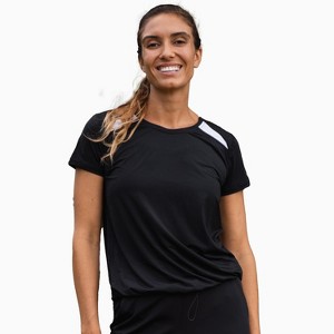 Calypsa Women's Plus Size Loose Fit Cinched Tee - 1 of 3