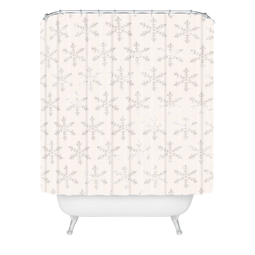 Photos - Shower Curtain Georgiana Paraschiv Snowflake Christmas  Beige - Deny Designs