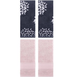 REGALWOVEN 4 Pcs Bathroom Decorative Cotton Soft Absorbent Sold Striped Hand Towel 14" x 30" - 1 of 4