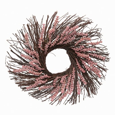 Transpac Wood 20" Brown Spring Berry and Twig Starburst Wreath