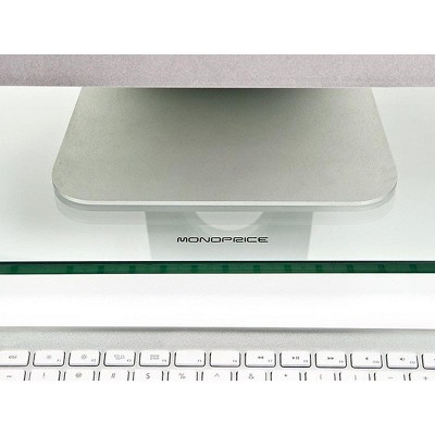 Clear Glass and Brushed Metal Desktop Stand with Adjustable Feet