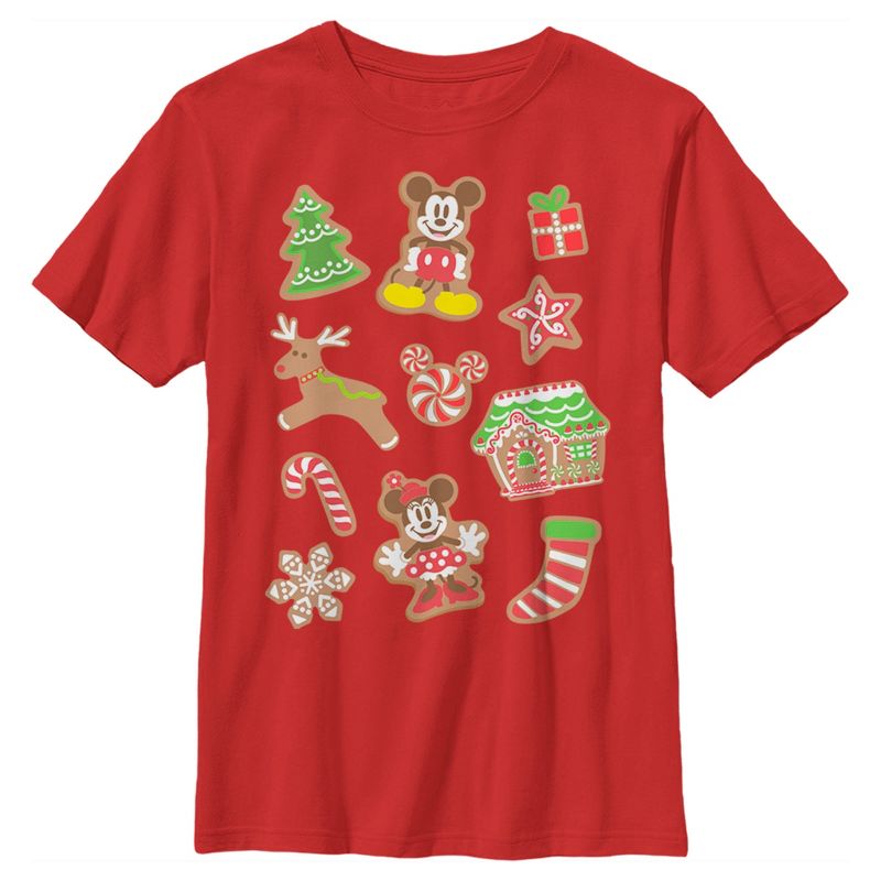 Boy's Mickey & Friends Christmas Gingerbread Cookies Collage T-Shirt, 1 of 5