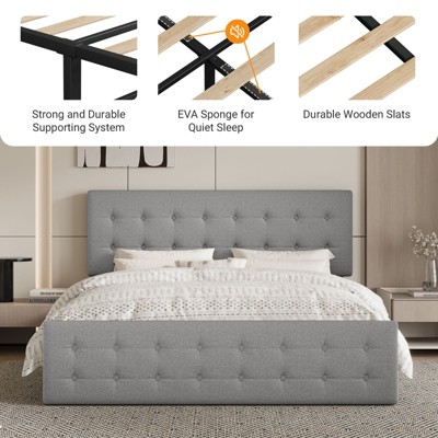Bed Frame with 4 Drawers,Bed Frame with Headboard and Footboard,Bed Frame with Under Bed Storage, Easy Assembly, No Box Spring Needed
