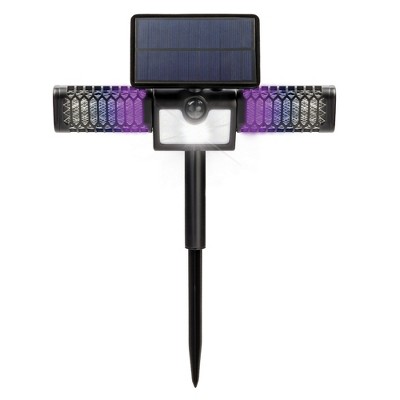 Solar-Powered Black Bug Zapper with Motion-Activated Floodlight