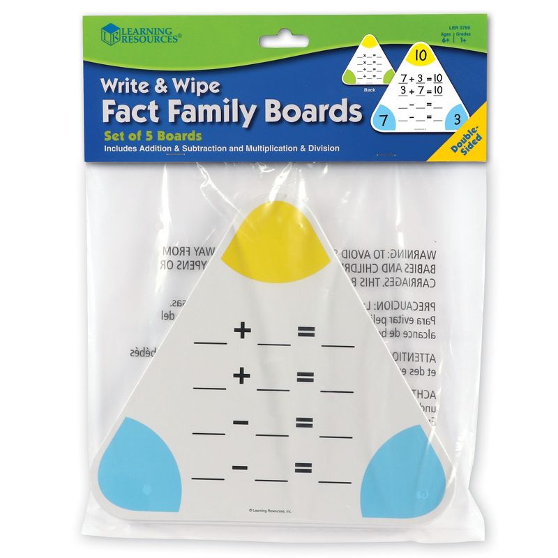 Learning Resources Write & Wipe Fact Family Boards, 5 of 6