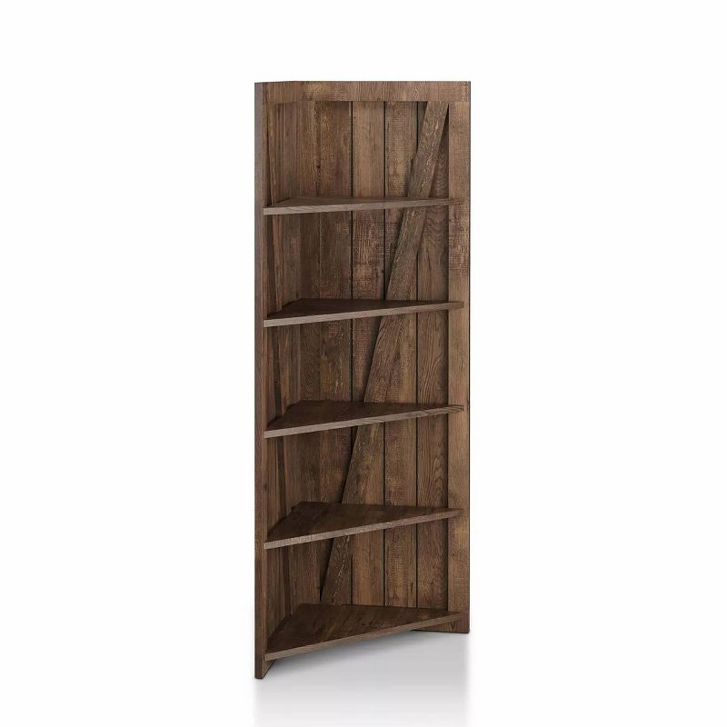 62.99&#34; Jinta 5 Shelves Corner Bookshelf Reclaimed Oak - miBasics, 5 of 8