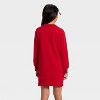 Girls' Long Sleeve French Terry Bow Dress - Cat & Jack™ Wine Red - 3 of 4