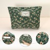 Unique Bargains Women's Floral Large Capacity Makeup Bag Green 1 Pc - 3 of 4