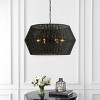 Dewdrop Boho Rattan Pendant Light 6-Light Black Woven Drum Chandelier for Dining Room and Living Room ETL Certified - 2 of 4