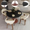 LeisureMod Bristol 35'' Modern Round Dining Table – Durable MDF Top and Wood-Transfer Cherry Steel Base for Kitchen, Dining Room, or Cafes - 2 of 4