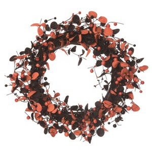 Transpac 22 Inch Orange and Black Eucalyptus Wreath Halloween Indoor Decoration for Fall Home Decor and Gifts - 1 of 1