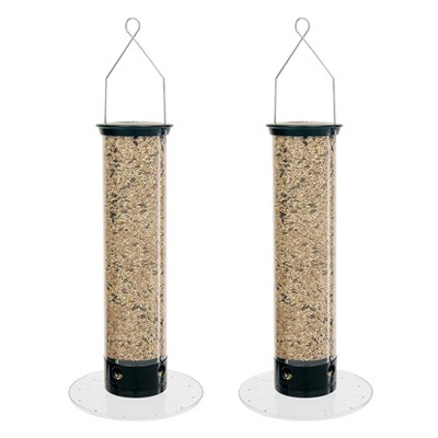 Droll Yankees 5 Pound Capacity Yankee Tipper Squirrel Proof Bird Feeder with Weight Sensitive Tray for Ground Feeding Birds, Black (2 Pack)