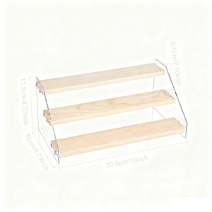 SEVOBAL Utility Storage Shelves Wooden Trading Card Display Stand Riser Shelf for Magnetic Holders Graded Cards, Beige, 12"*6.3"*4.52" - 1 of 4