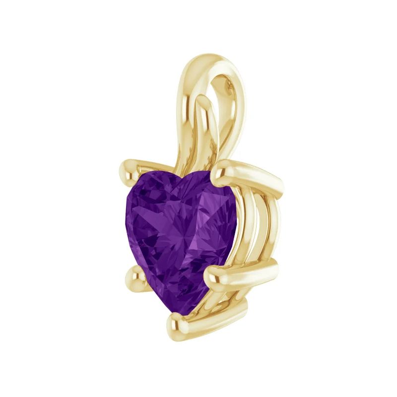 Pompeii3 7mm Amethyst Women's Heart Pendant in 14k Gold Necklace 5mm Tall, 2 of 5