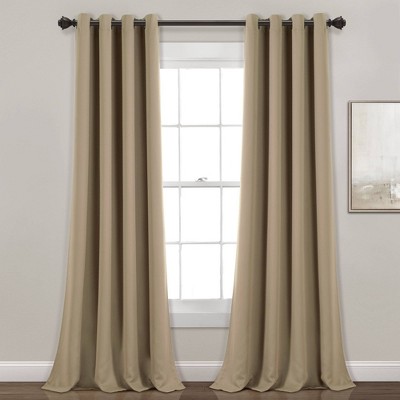 Set of 2 Insulated Grommet Top Blackout Curtain Panels - Lush Décor