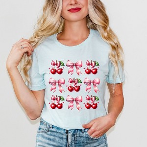 Simply Sage Market Women's Coquette Pink Cherry Chart Short Sleeve Graphic Tee - 1 of 4