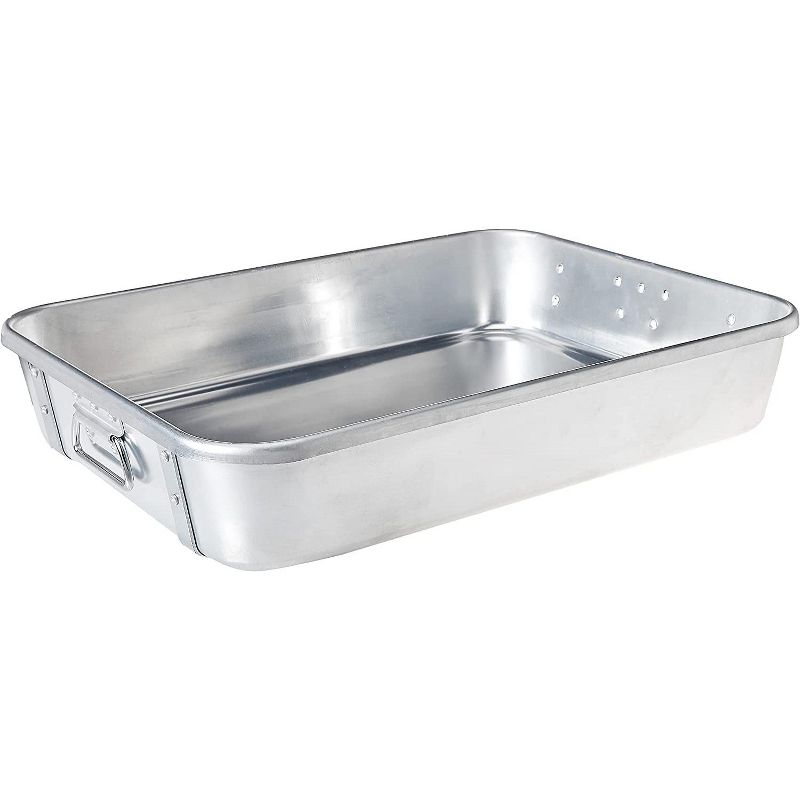 Winco Roast Pan with Straps, Aluminum,  18" x 24" - Silver, 1 of 5